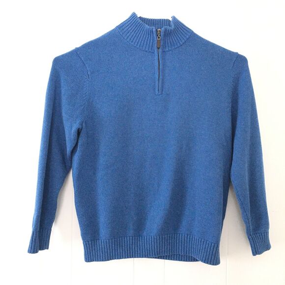 LL Bean Mens XL Sweaster 1/4 Zip Cotton Knit Pullover Blue - Picture 1 of 4